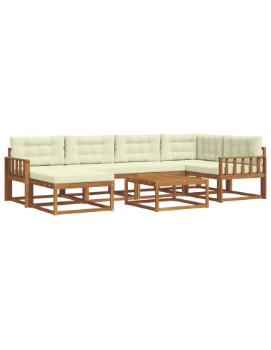 Set di divani da esterno con cuscino 7 pcs Naturale e Crema