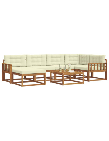 Set di divani da esterno con cuscino 7 pcs Naturale e Crema