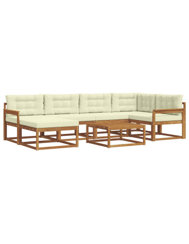 Set di divani da esterno con cuscino 7 pcs Naturale e Crema