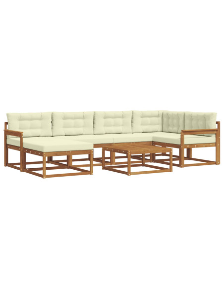 Set di divani da esterno con cuscino 7 pcs Naturale e Crema