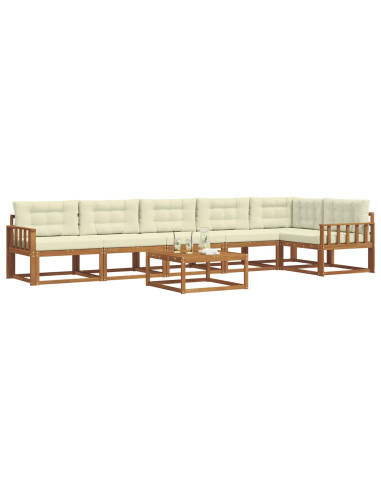 Set di divani da esterno con cuscino 7 pcs Naturale e Crema
