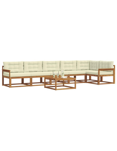 Set di divani da esterno con cuscino 7 pcs Naturale e Crema