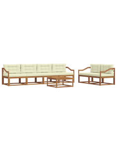 Set di divani da esterno con cuscino 7 pcs Naturale e Crema 2