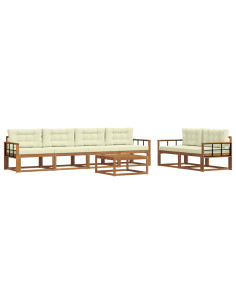 Set di divani da esterno con cuscino 7 pcs Naturale e Crema 2