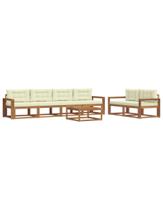 Set di divani da esterno con cuscino 7 pcs Naturale e Crema 2