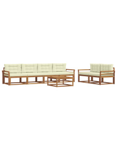 Set di divani da esterno con cuscino 7 pcs Naturale e Crema 2