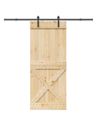 Porta scorrevole NARVIK Naturale e Nero 90 x 210 cm (213,5 cm)