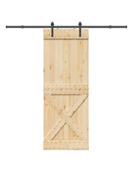 Porta scorrevole NARVIK Naturale e Nero 85 x 210 cm (213,5 cm)