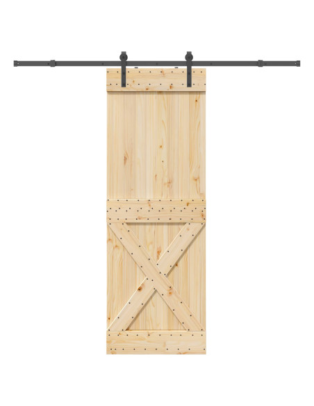 Porta scorrevole NARVIK Naturale e Nero 80 x 210 cm (213,5 cm)