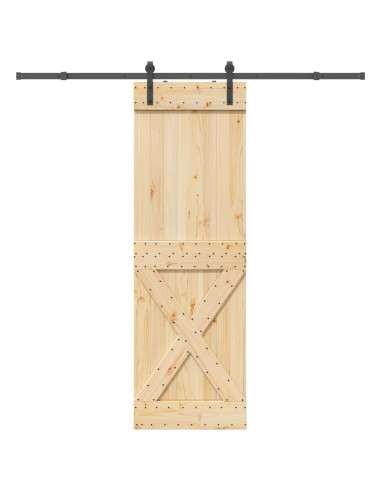 Porta scorrevole NARVIK Naturale e Nero 70 x 210 cm (213,5 cm)