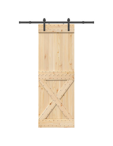 Porta scorrevole NARVIK Naturale e Nero 80 x 210 cm (152,5 cm)