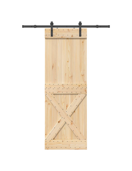 Porta scorrevole NARVIK Naturale e Nero 80 x 210 cm (152,5 cm)