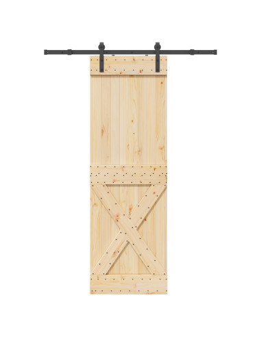 Porta scorrevole NARVIK Naturale e Nero 70 x 210 cm (152,5 cm)