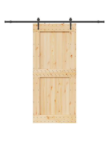 Porta scorrevole NARVIK Naturale e Nero 100 x 210 cm (213,5 cm)