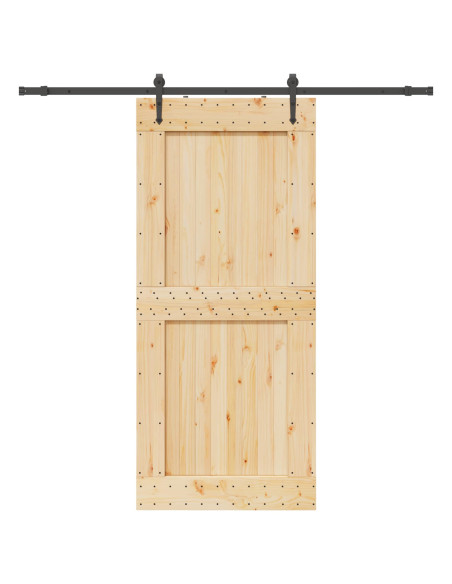 Porta scorrevole NARVIK Naturale e Nero 100 x 210 cm (213,5 cm)