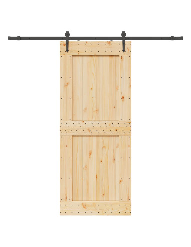 Porta scorrevole NARVIK Naturale e Nero 95 x 210 cm (213,5 cm)