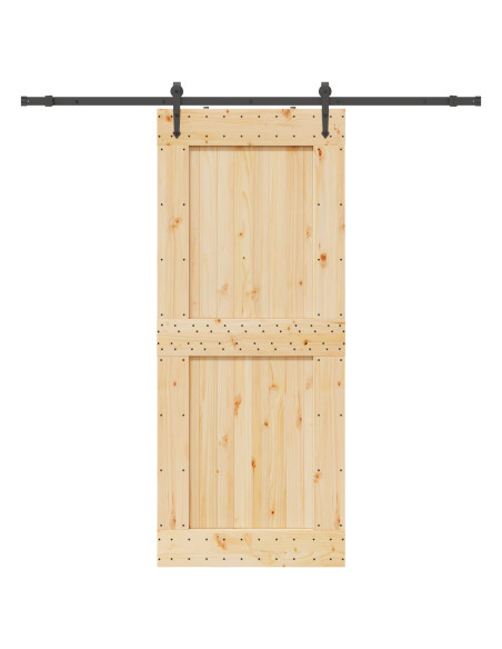 Porta scorrevole NARVIK Naturale e Nero 95 x 210 cm (213,5 cm)
