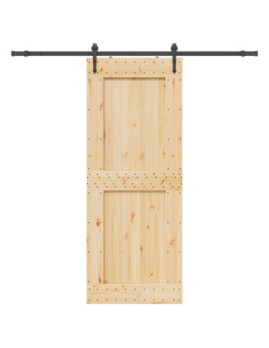 Porta scorrevole NARVIK Naturale e Nero 90 x 210 cm (213,5 cm)