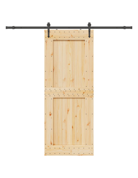 Porta scorrevole NARVIK Naturale e Nero 90 x 210 cm (213,5 cm)