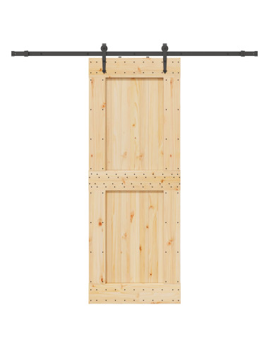 Porta scorrevole NARVIK Naturale e Nero 85 x 210 cm (213,5 cm)