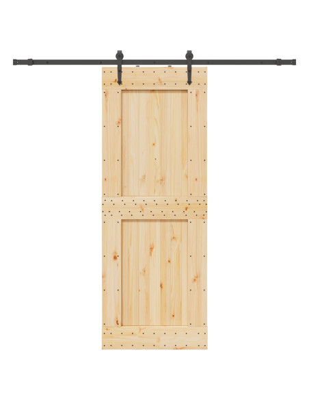 Porta scorrevole NARVIK Naturale e Nero 85 x 210 cm (213,5 cm)