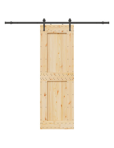 Porta scorrevole NARVIK Naturale e Nero 70 x 210 cm (213,5 cm)