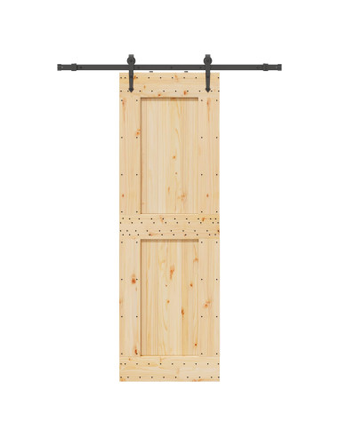 Porta scorrevole NARVIK Naturale e Nero 70 x 210 cm (152,5 cm)