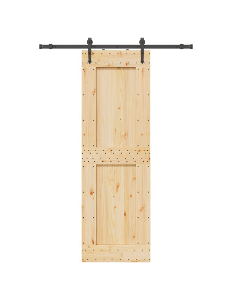 Porta scorrevole NARVIK Naturale e Nero 70 x 210 cm (152,5 cm)