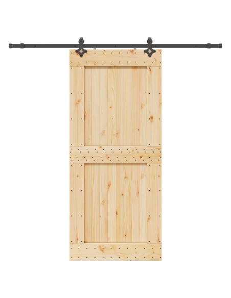 Porta scorrevole NARVIK Naturale e Nero 100 x 210 cm (213,5 cm)