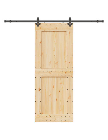 Porta scorrevole NARVIK Naturale e Nero 90 x 210 cm (213,5 cm)