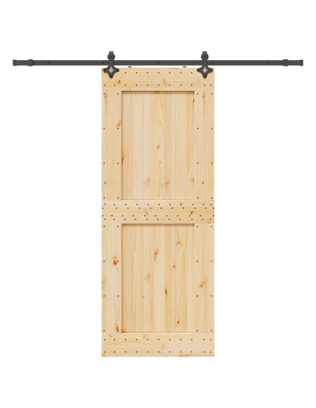Porta scorrevole NARVIK Naturale e Nero 90 x 210 cm (213,5 cm)