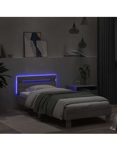 Letto con LED Sonoma grigio 80 x 200 cm Legno ingegnerizzato