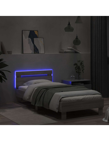 Letto con LED Sonoma grigio 80 x 200 cm Legno ingegnerizzato