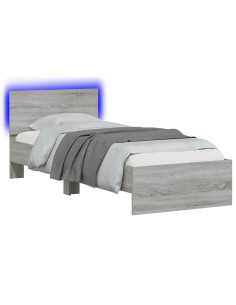 Letto con LED Sonoma grigio 80 x 200 cm Legno ingegnerizzato 2