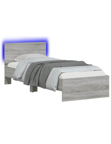 Letto con LED Sonoma grigio 80 x 200 cm Legno ingegnerizzato