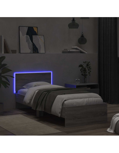 Letto con LED Sonoma grigio 80 x 200 cm Legno ingegnerizzato