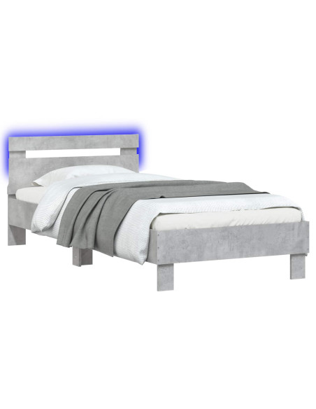 Letto con LED Grigio Cemento 80 x 200 cm Legno ingegnerizzato