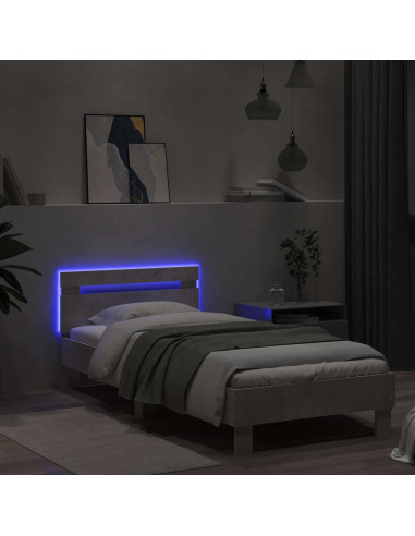 Letto con LED Grigio Cemento 80 x 200 cm Legno ingegnerizzato