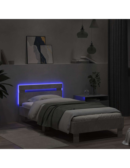 Letto con LED Grigio Cemento 80 x 200 cm Legno ingegnerizzato