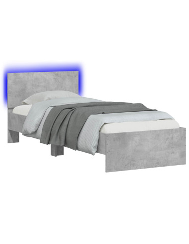 Letto con LED Grigio Cemento 80 x 200 cm Legno ingegnerizzato