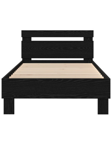 Letto con LED Rovere Nero 80 x 200 cm Legno ingegnerizzato