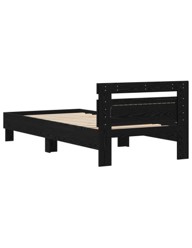 Letto con LED Rovere Nero 80 x 200 cm Legno ingegnerizzato