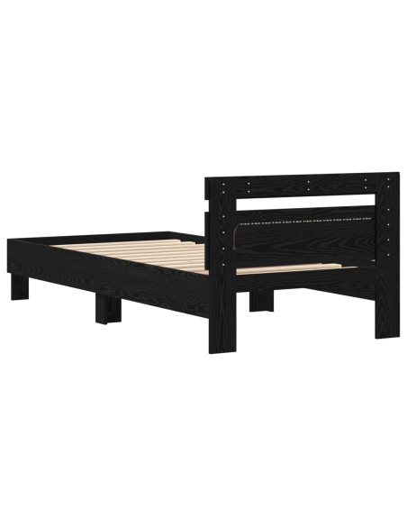 Letto con LED Rovere Nero 80 x 200 cm Legno ingegnerizzato