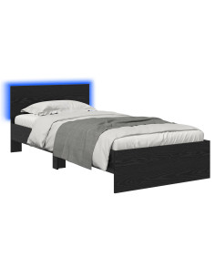 Letto con LED Rovere Nero 80 x 200 cm Legno ingegnerizzato 2