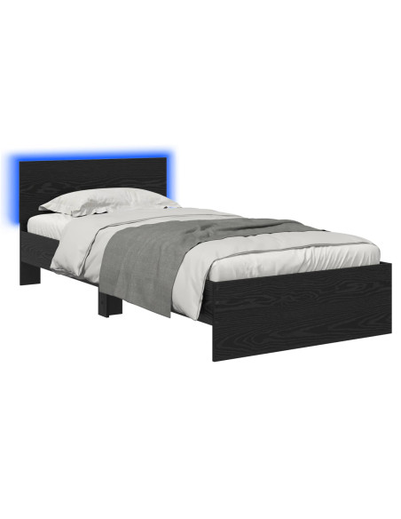 Letto con LED Rovere Nero 80 x 200 cm Legno ingegnerizzato