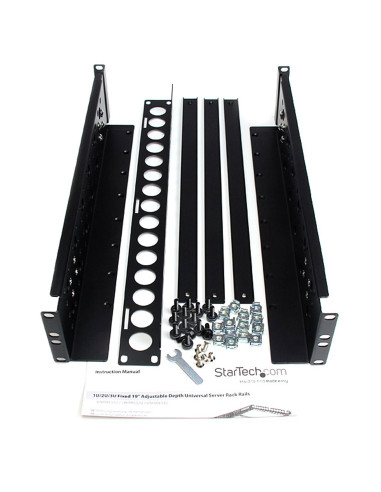 StarTech.com Guide rack universali 2U - Staffe di montaggio fisse - Binari per rack da 19" a profondità regolabile per apparecc