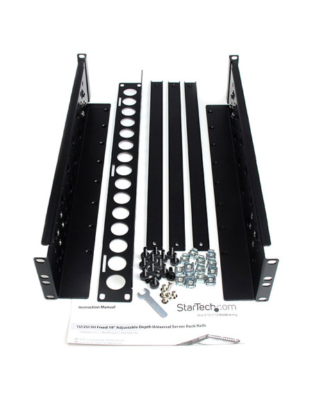 StarTech.com Guide rack universali 2U - Staffe di montaggio fisse - Binari per rack da 19" a profondità regolabile per apparecc