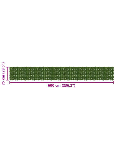 Schermo per balcone con foglie Verde 600 x 75 cm