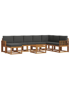 Set di divani da esterno con cuscino 9 pcs Naturale e Antracite 2