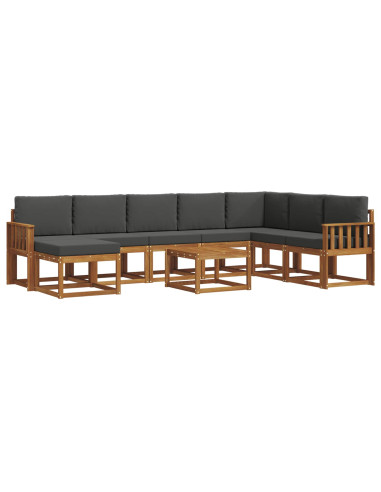 Set di divani da esterno con cuscino 9 pcs Naturale e Antracite